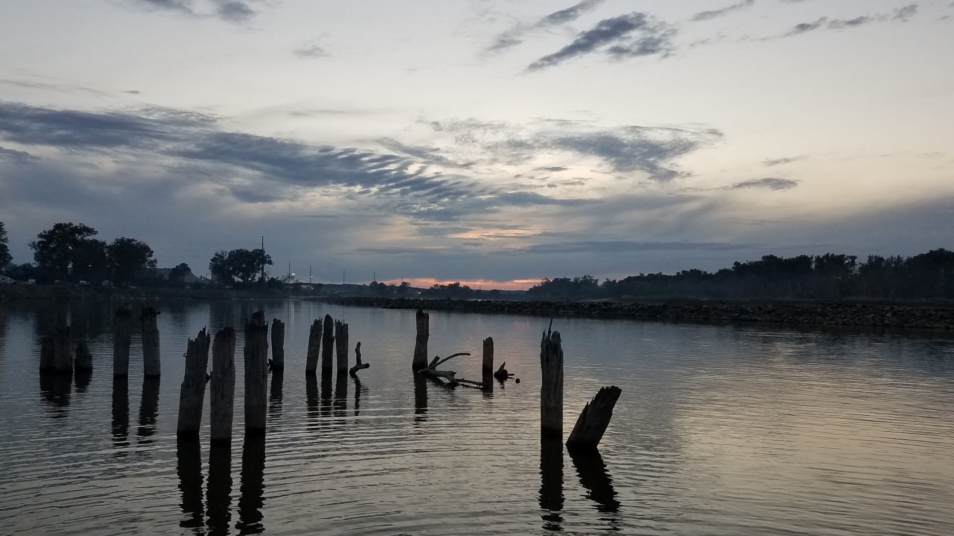 a shot of a lake