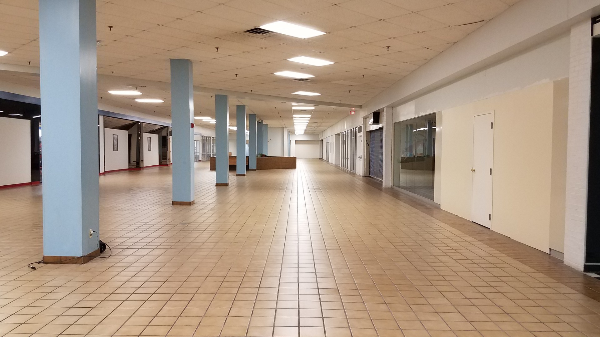 an empty, almost abandoned shopping mall