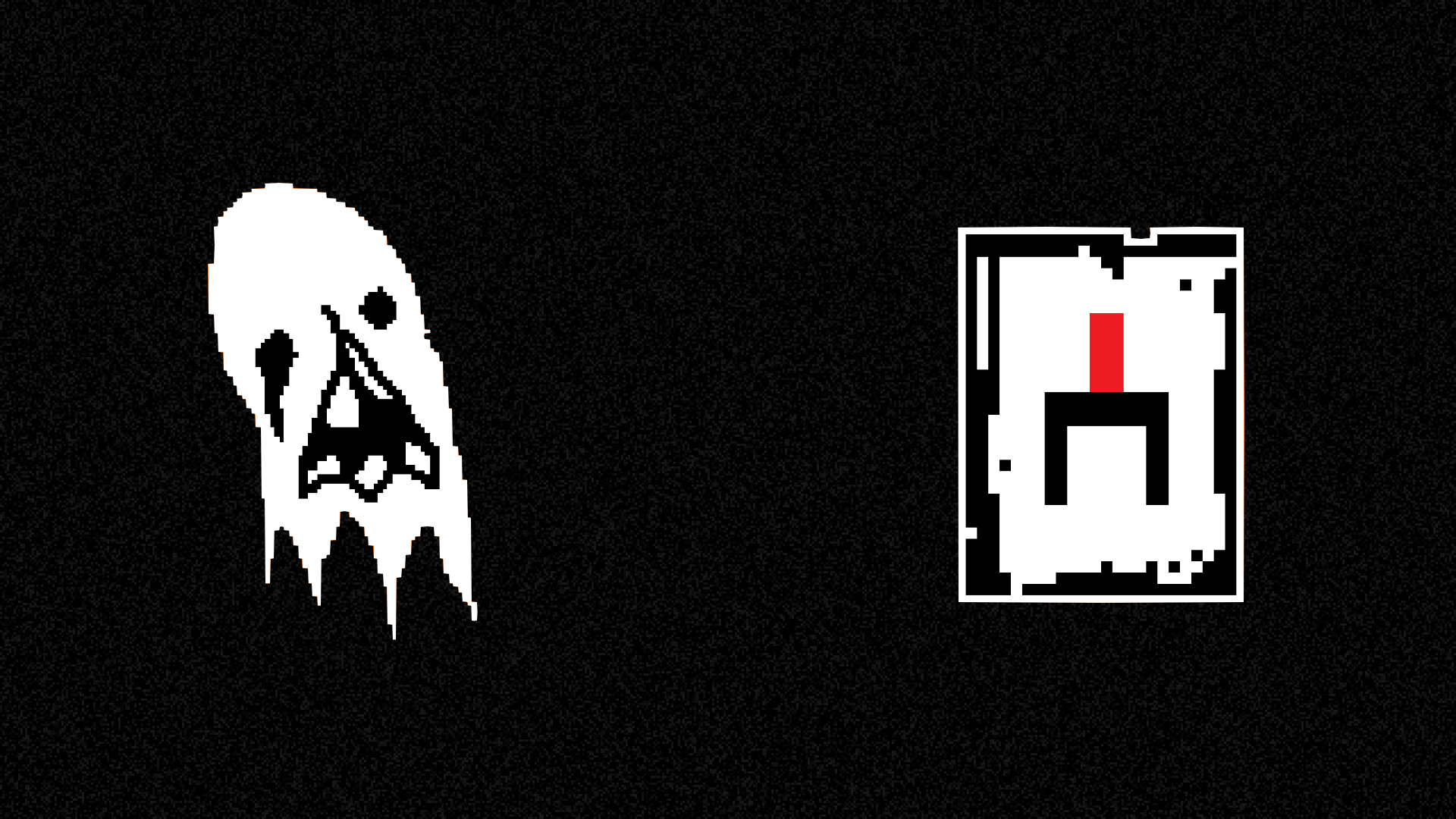 a little 2D ghost and an old lever against black noise